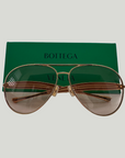 BOTTEGA VENETA Sardine Gold Aviator Sunglasses