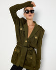 Balmain Khaki Viscose Jacket
