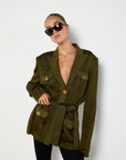 Balmain Khaki Viscose Jacket