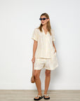 Oroton Daisy Print PJ Shirt and Shorts Set