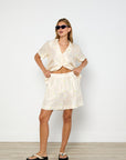Oroton Daisy Print PJ Shirt and Shorts Set