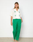 Oroton Pleat Pant in Jewel Green