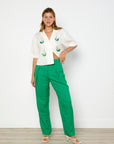 Oroton Pleat Pant in Jewel Green