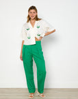 Oroton Pleat Pant in Jewel Green