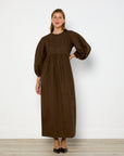 Caes Round Sleeve Long Dress