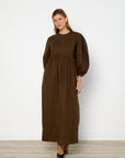 Caes Round Sleeve Long Dress
