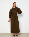 Caes Round Sleeve Long Dress