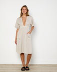Reformation Taupe Linen Midi Dress