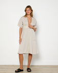 Reformation Taupe Linen Midi Dress