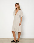 Reformation Taupe Linen Midi Dress