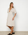 Reformation Taupe Linen Midi Dress