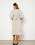 Reformation Taupe Linen Midi Dress