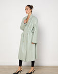 Source Unknown Faux Leather Mint Trench