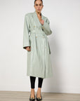 Source Unknown Faux Leather Mint Trench