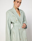 Source Unknown Faux Leather Mint Trench One Size Brand New Without Tags