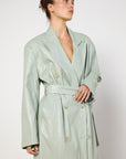 Source Unknown Faux Leather Mint Trench