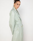 Source Unknown Faux Leather Mint Trench