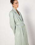 Source Unknown Faux Leather Mint Trench