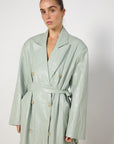Source Unknown Faux Leather Mint Trench