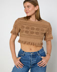 Lucy Folk Fringed Crop Top
