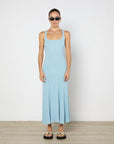Anna Quan Ribbed Knit Dress In Baby Blue Size Small Excellent Pre-Loved Condition 100% Cotton