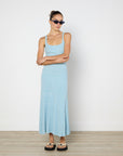 Anna Quan Ribbed Knit Dress In Baby Blue Size Small Excellent Pre-Loved Condition 100% Cotton