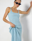 Anna Quan Ribbed Knit Dress In Baby Blue Size Small Excellent Pre-Loved Condition 100% Cotton