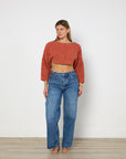 Lucy Folk Long Sleeve Tidal Cropped Sweater