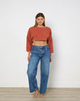 Lucy Folk Long Sleeve Tidal Cropped Sweater