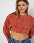 Lucy Folk Long Sleeve Tidal Cropped Sweater