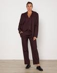 SIR. Pinstripe Three Piece Suit in Chocolate Brown