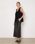 Ginger & Smart Black Leather Midi Skirt