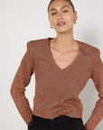 Scanlan Theodore Metallic Rose Gold Top