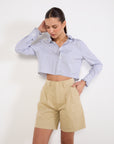 Celine Striped Crop Shirt Excellent Pre-Loved Condition