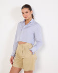 Celine Striped Crop Shirt Excellent Pre-Loved Condition