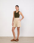 Bassike Army Green Ribbed Tank