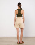 Bassike Army Green Ribbed Tank