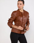 Celine Leather Jacket Size 40 Tan Excellent Pre-Loved Condition