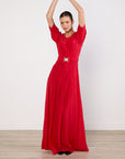 Luuda Red Belted Maxi Dress Size 8 100% Silk Brand New With Tags