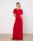 Luuda Red Belted Maxi Dress Size 8 100% Silk Brand New With Tags