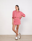 Luuda Red and White Striped Jersey Set
