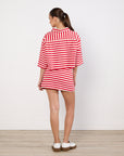 Luuda Red and White Striped Jersey Set
