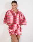 Luuda Red and White Striped Jersey Set