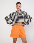 Luuda Striped Jersey Crop Top
