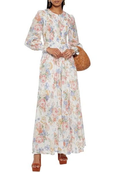 Zimmermann Bowie Shirred Midi Dress