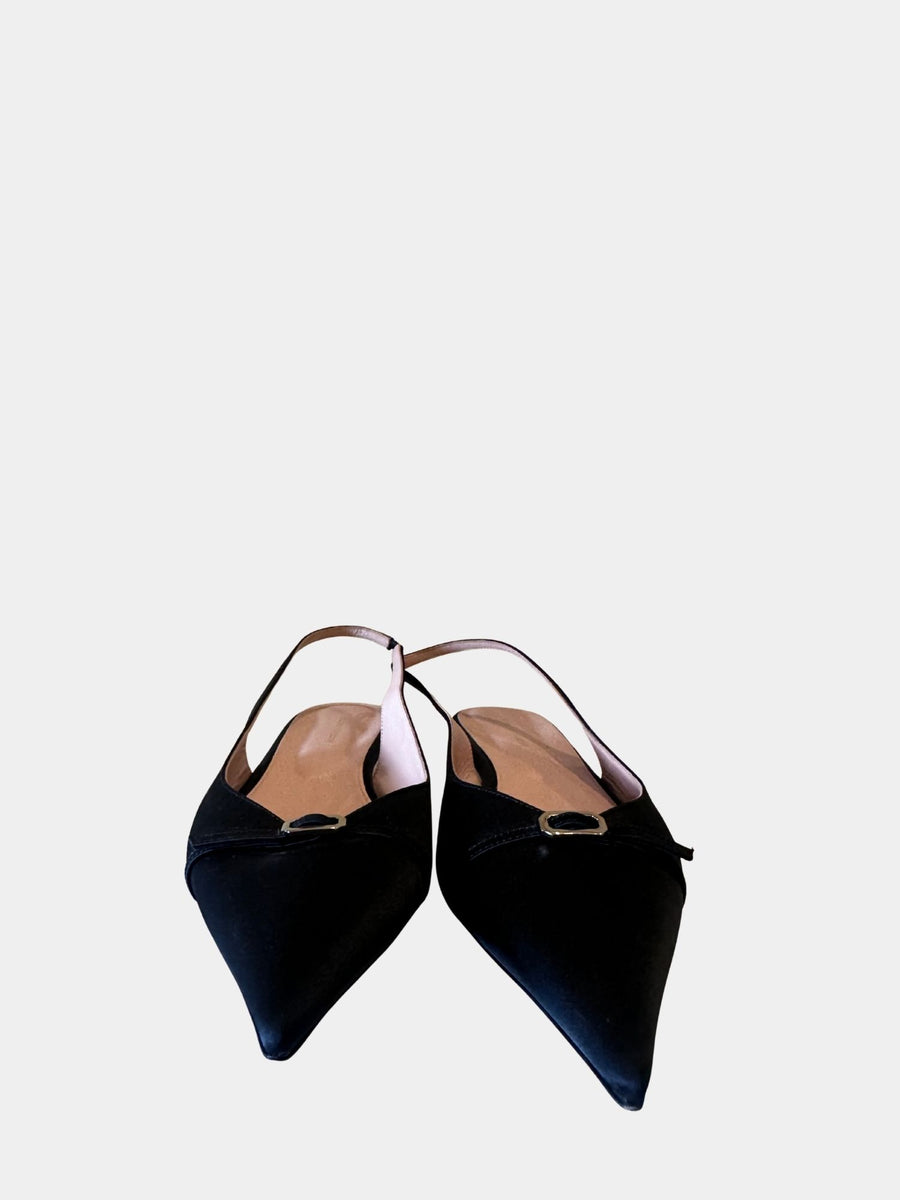 Scanlan Theodore Black Satin Slingbacks