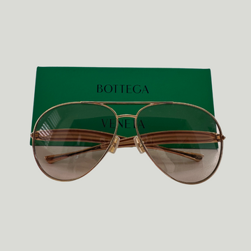 BOTTEGA VENETA Sardine Gold Aviator Sunglasses