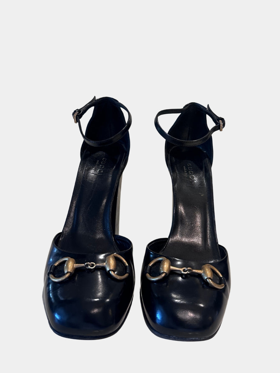 Gucci Horsebit Ankle Strap Pumps