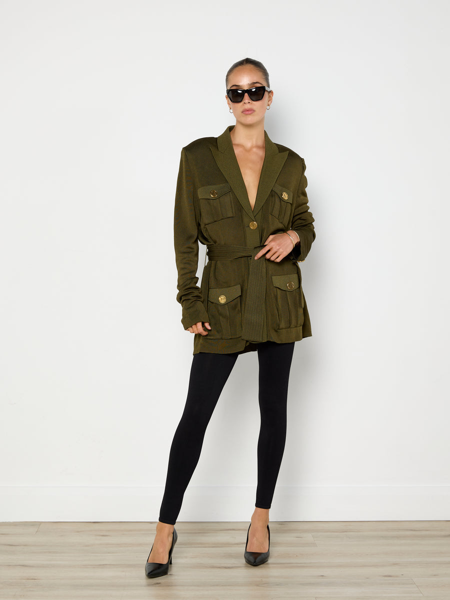 Balmain Khaki Viscose Jacket