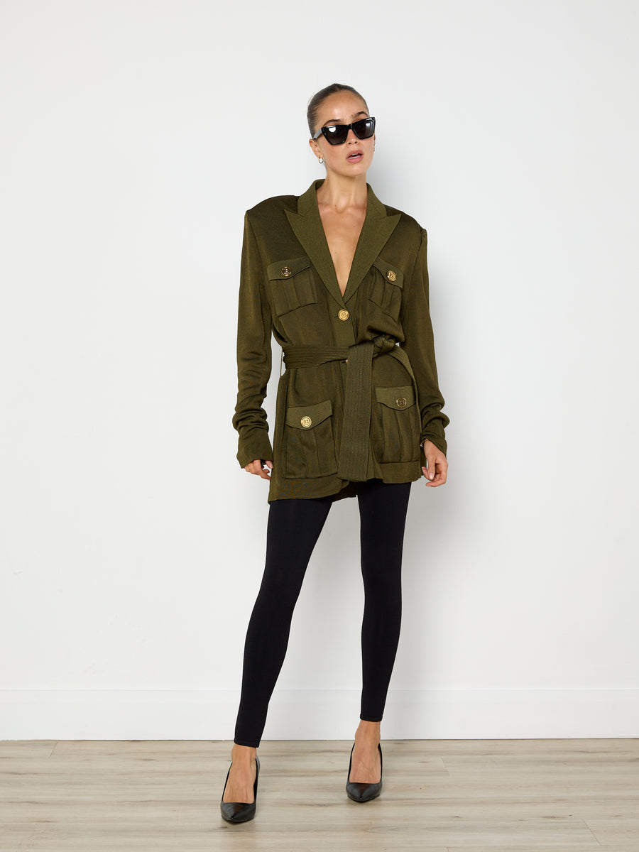 Balmain Khaki Viscose Jacket